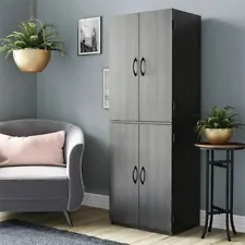 4 Door 5' Storage Cabinet Tall Kitchen Pantry Cupboard Organizer Shelves Bedroom