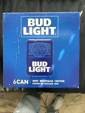 BUD LIGHT Mini Fridge 6 Can Mini Beverage Center Cooler Portable Blue In Hand