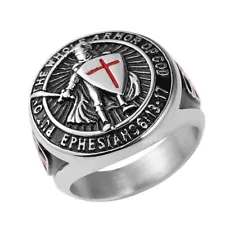 Knights Templar Put On The Whole Armor of God Ring Stainless Steel Szie 7-13