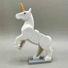 New LEGO White Unicorn with Golden Color Horn - Customized LEGO Horse Build