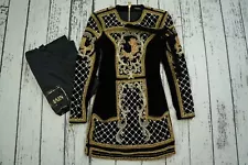 Balmain H&M Dress Size 36 US6 Black Gold Beaded Dress Kylie Jenner Embroidery 2