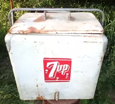 1950’s Era Vintage 7up Metal White Cooler Progress Refrigerator Co