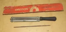 Vintage Oregon Chainsaw Sharpening File in Filing Guide Tool & Spare File in Box