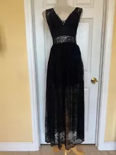 BEBE black lace maxi dress size S