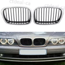 Front Grill Kidney Grille Black+Chrome For BMW E39 525i 528i 530i M5 1999-2003 q