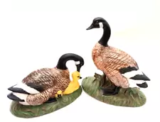 Vintage Canadian Ceramic Duck Goose and Yellow Baby Gosling- Zavori Mold - 1970s