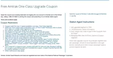 One Amtrak 1-Class Upgrade Coupon 12 hours Expires 9/18/2024