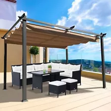 13x10 Ft Outdoor Aluminium Patio Canopies Gazebos & Pergolas, Modern Garden F...