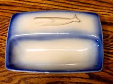 VTG OLD SPOUTER POTTERY NANTUCKET MA VANITY TRAY W/ FIGURAL SPERM WHALE SERVER