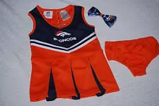 NFL 2024 NWT Licensed DENVER BRONCOS 2 PIECE Cheerleader Uniform & BOW ALL SIZES