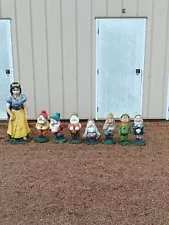 Vintage Disney Snow White and the Seven Dwarfs Concrete Statues VERY OLD & RARE