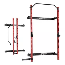 Folding Wall Mounted Squat Rack Multi-Functional Power Rack 1000 lbs Capacity