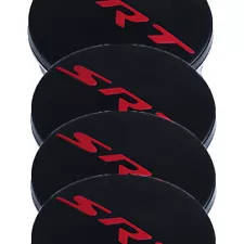 4X SRT Wheel Center Caps for SRT 2015-2020 Rim Center Cover Black Red SET