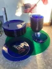 cobalt blue glass dinner plates for sale