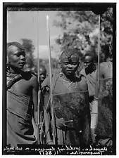 Tanganyika, Arusha, Masai warriors with their gleaming spear -- 1920s Old Photo