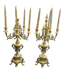 Candelabra 5 Arm 60cm Dinner Pillar Candle Holder Wedding Centrepiece Gold Pair