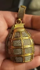 Fashion Gold Tone Metal Bling Grenade Pendant Hip Hop Jewelry