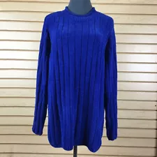 Parisian Works Chenille Sweater Women 2X Cobalt Blue Acrylic Pullover