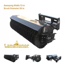 Landhonor 72" Skid Steer Attachment Hydraulic Angle Broom Sweeper Heavy Duty New