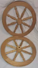 Wooden Wheels 14" Lot Of 2 Tea Bar Cart 8 Spoke