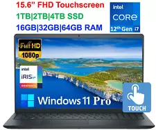 2024 Dell Inspiron 15 Laptop Touch i7-1255U Upto 64GB RAM & 2TB SSD, Win 11 Pro