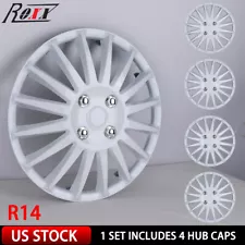 4PCS 14"inch White Wheel Covers Snap On Full Hub Caps for R14 Tire & Steel Rim (For: 1991 Subaru Legacy)