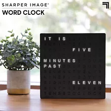 Sharper Image Light Up Electronic Word Spelling Time Clock Black LED Modern