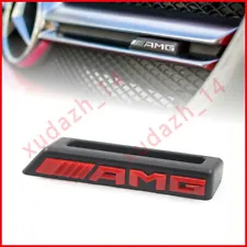 AMG Emblem Radiator Front Grille Badge Red C63 E63 G/CLA45 GLC For Mercedes-Benz (For: 2014 G63 AMG)