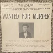 ORIGINAL 1928 NYPD Circular/Poster “WANTED FOR MURDER”-(Felice Bruno)