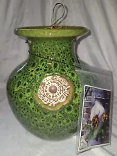 Down Under Pots Large Glazed Upside Down Hanging Planter Green NWT