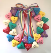 Valentine Conversation Heart Candy Wreath, Centerpiece/Wall decor, 7 inch diam.