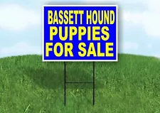 Bassett Hound PUPPIES FOR SALE YELLOW BLUE Yard Sign Road with Stand LAWN SIGN