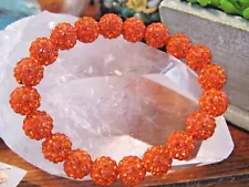 New 8" Rustic Bright Orange Shimmer Shamballa Crystal Ball 10mm Cuff Bracelet