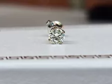 Fine 14K 14kt 585 White Gold 0.50 Carat Genuine Moissanite SINGLE Stud Earring