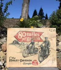 Rare Original Antique Harley Davidson Motorcycle Single Advertising Poster Sign