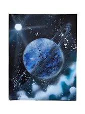 Planet With Rings Spray Paint Art. 8x10 Canvas For Sale