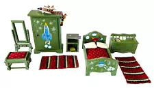 14 pc Miniature Dollhouse Young Boy's Bedroom Furniture Hand Painted Signed