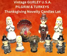 Vintage GURLEY Novelty THANKSGIVING Candles Lot-PILGRIMS AND TURKEYS