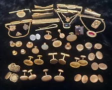 Gold Filled Mens Jewelry Lot~Cufflinks Tie Bars Studs~Wear Repair Scrap~145g