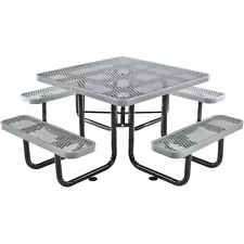 Global Industrial 46" Expanded Metal Square Picnic Table Gray