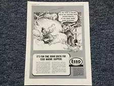 NOV. 1940 SIGNED DR. SEUSS-GRAPHIC ADVERTISEMENT for ESSO MARINE PRODUCTS