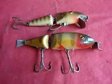 VINTAGE UNNAMED CREEK CHUB WIGGLE FISH + PFLUEGER PALAMINO LURE, USED CONDITION