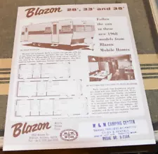 Vintage BLAZON 28' 33' 35' Camper Trailer RV Vehicle SALES BROCHURE 1968