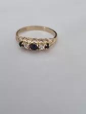 9ct gold ring dark blue & clear stones scrap and wear 5 day sale