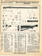 1958 Print Ad of Savage Model 219 220 Rifle Shotgun Combination Parts List