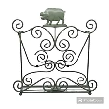 Paula Deen Sage Green Pig Metal Cookbook Stand Easel Farmhouse 13”