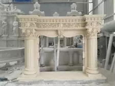 INCREDIBLE CARVED LARGE ESTATE EUROPEAN DESIGN FIREPLACE MANTEL - JCM21