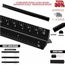 New Architectural Scale Ruler 12" Aluminum Architect Triangular For Students USA