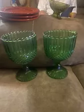 Vintage Anchor Hocking Medium Drinking Goblet Emerald Green Glass