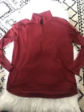 REI Men 1/4 Zip Base Layer Top Camp Hiking Shirt Large Red Lightweight. F6